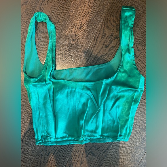 Emerald green satin corset from ZARA, size S - Picture 2 of 3